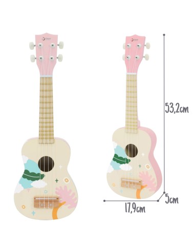 CLASSIC WORLD medinė ukulelė-gitara vaikams rožinė