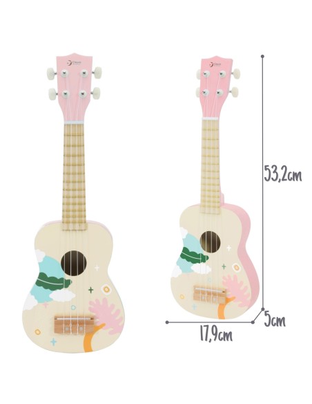 CLASSIC WORLD medinė ukulelė-gitara vaikams rožinė