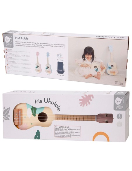 CLASSIC WORLD medinė ukulelė-gitara vaikams rožinė