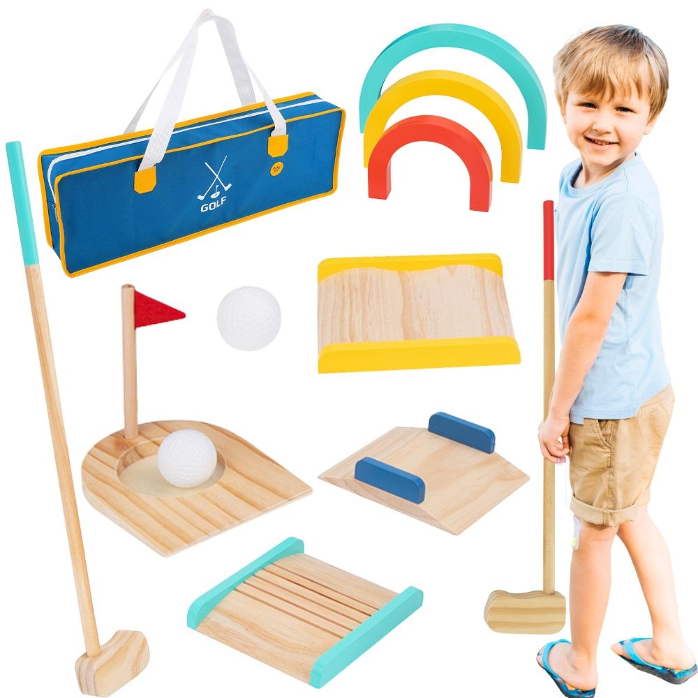Tooky Toy Golfset i trä för 2 personer 13 delar