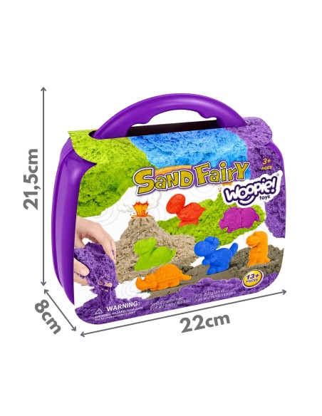 WOOPIE kinetinio smėlio rinkinys dinozaurams, lagaminas, 19 vnt.