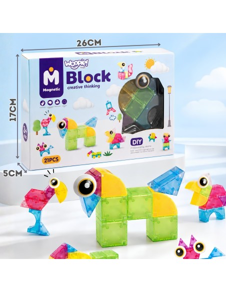 WOOPIE Magnetinės kaladėlės M Block 21 el. – Kūrybingi žaidimai