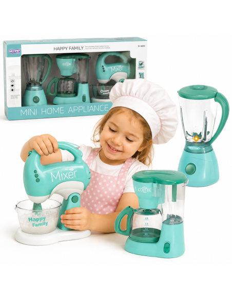 WOOPIE Haushaltsgeräte-Set 3in1 für Kinder - Mixer, Blender, Küchenroboter