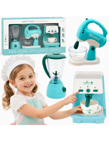 3-in-1 Haushaltsgeräte-Set für Kinder: Kaffeemaschine, Mixer, Blender | Woopie