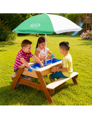 AXI Picknicktisch Nick mit Bank, Sonnenschirm und Behältern