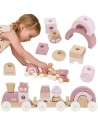 VIGA PolarB Pink Train with Carriages - Blocks for Children