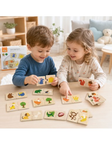 Wooden Puzzle Feed the Animal VIGA Educational Puzzle - 10 Pairs!