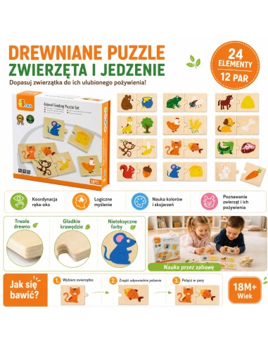 Wooden Puzzle Feed the Animal VIGA Educational Puzzle - 10 Pairs!