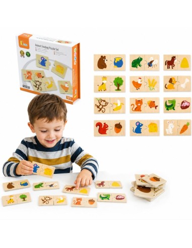 Puzzle Drewniane Nakarm Zwierzątko VIGA Układanka Edukacyjna - 10 Par!