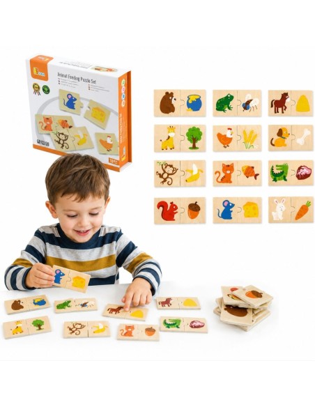 Wooden Puzzle Feed the Animal VIGA Educational Puzzle - 10 Pairs!