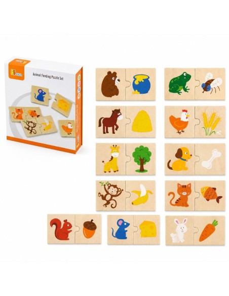 Wooden Puzzle Feed the Animal VIGA Educational Puzzle - 10 Pairs!