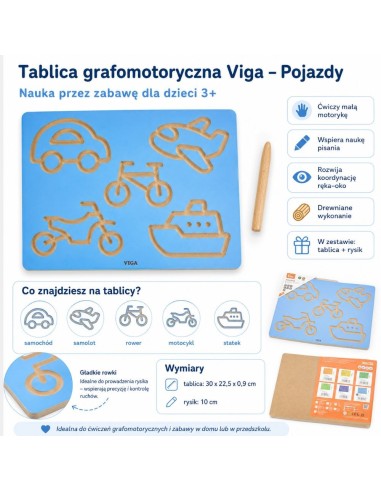 VIGA grafomotorinė lenta transporto priemonėms. Mokymasis rašyti vaikams