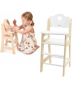 VIGA PolarB White Wooden Feeding Chair for Dolls