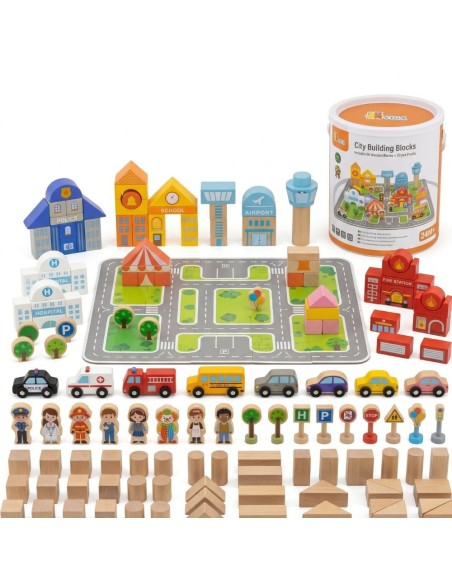 VIGA Holz-Set Stadtbauen – Bausteine und Figuren