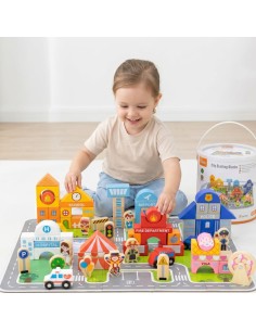 VIGA Wooden City Building Set - Blocks and Figures 2