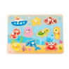TOOKY TOY Montessori Wooden Puzzle Sea with Pins Match Shapes