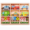 TOOKY TOY Set of Wooden Vehicles and Road Signs