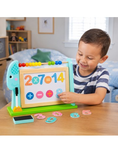 Stovintis drambliukas mokomoji 2in1 lenta su skaičiuokle, magnetais - Tooky Toy