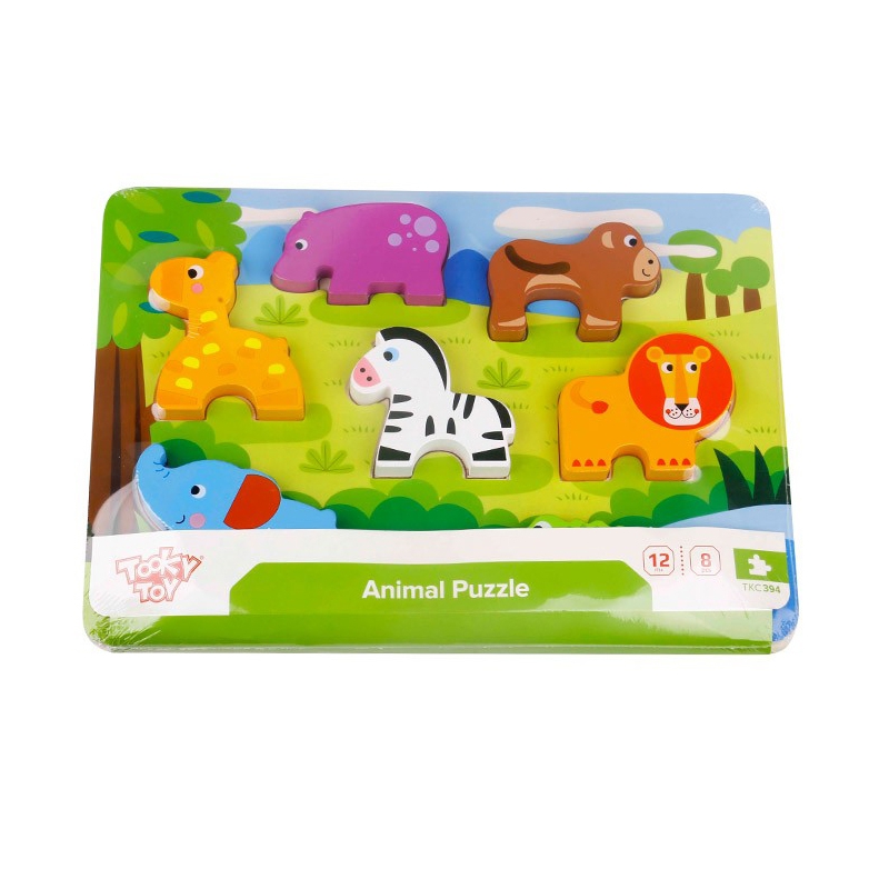 TOOKY TOY Grube Puzzle 3D Zwierzęta Dopasuj Kształty Układanka