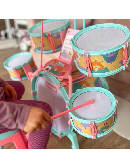 WOOPIE edukacinė mušamųjų instrumentų dėžutė vaikams su būgnais ir lėkšte