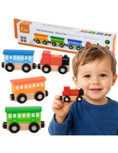 VIGA Zubehör-Set für die Bahn – Klassischer Zug für Kinder