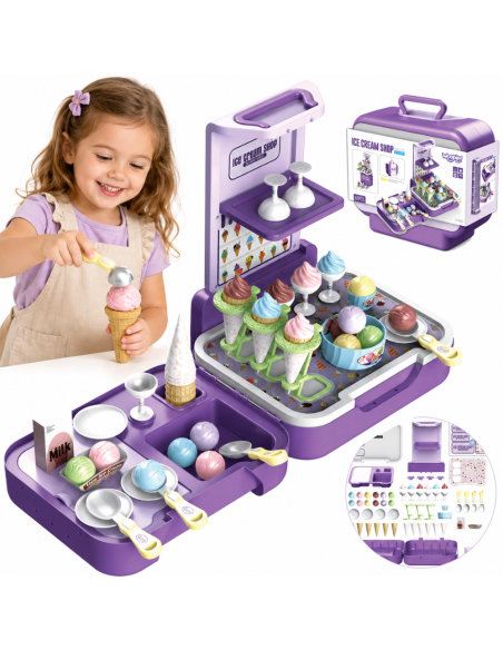 Eis-Koffer 3-in-1 WOOPIE – Küche, Verkaufsstand, Eisdiele, 62-tlg.