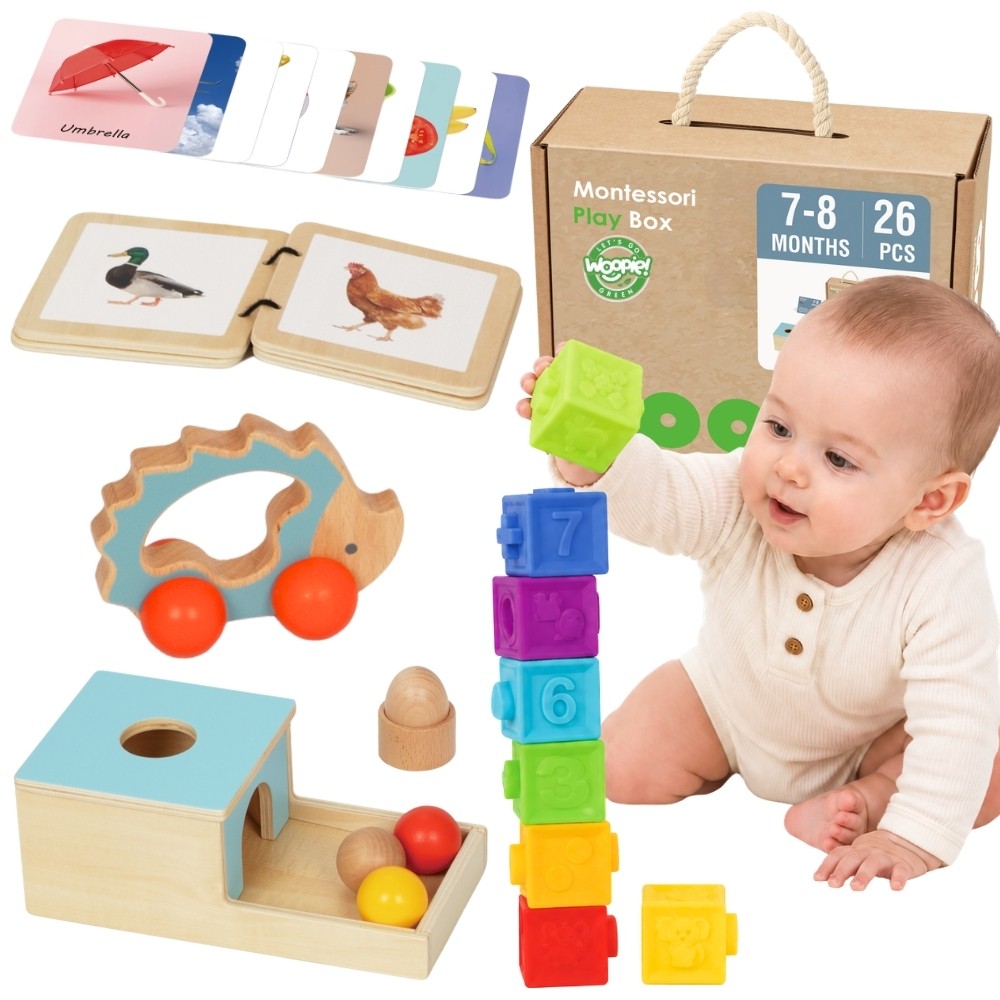 roheline karp suur 6-ühes – WOOPIE roheline karp suur Montessori arendav 6-ühes sensoorne karp 7-8 Months 26 tk FSC