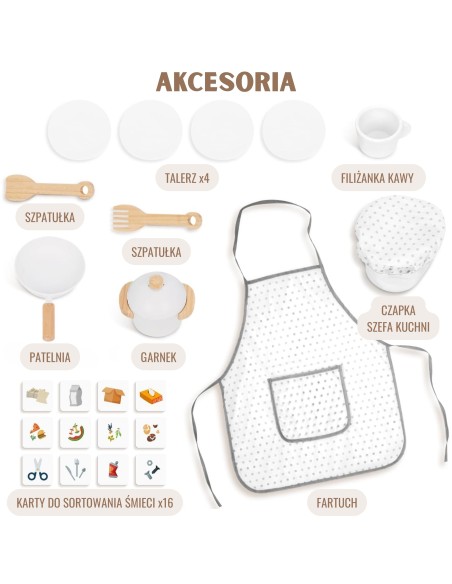 WOOPIE GREEN Medinė virtuvė 9v1 su skalbimo mašina ir lenta