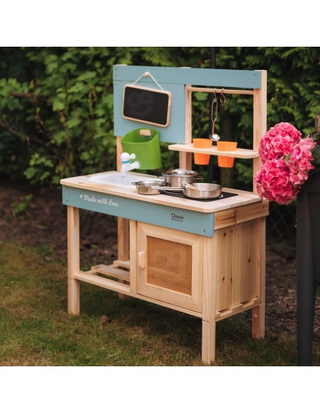 XXL Holz-Garten-Matschküche mit Zubehör CLASSIC WORLD