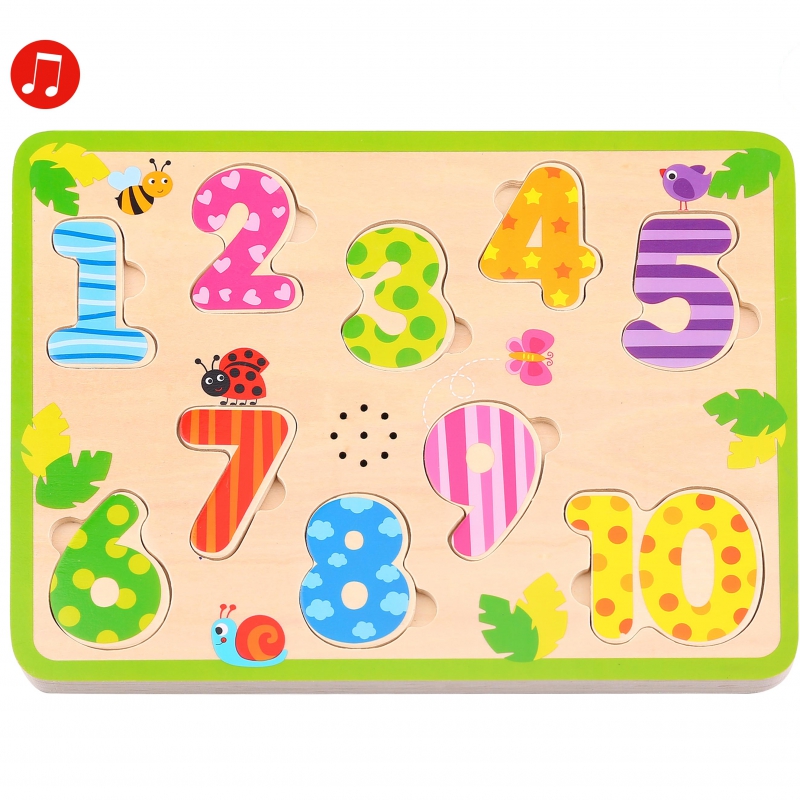 TOOKY TOY  Drewniane Puzzle Dźwiękowe Liczby Edukacyjne Do Dopasowania