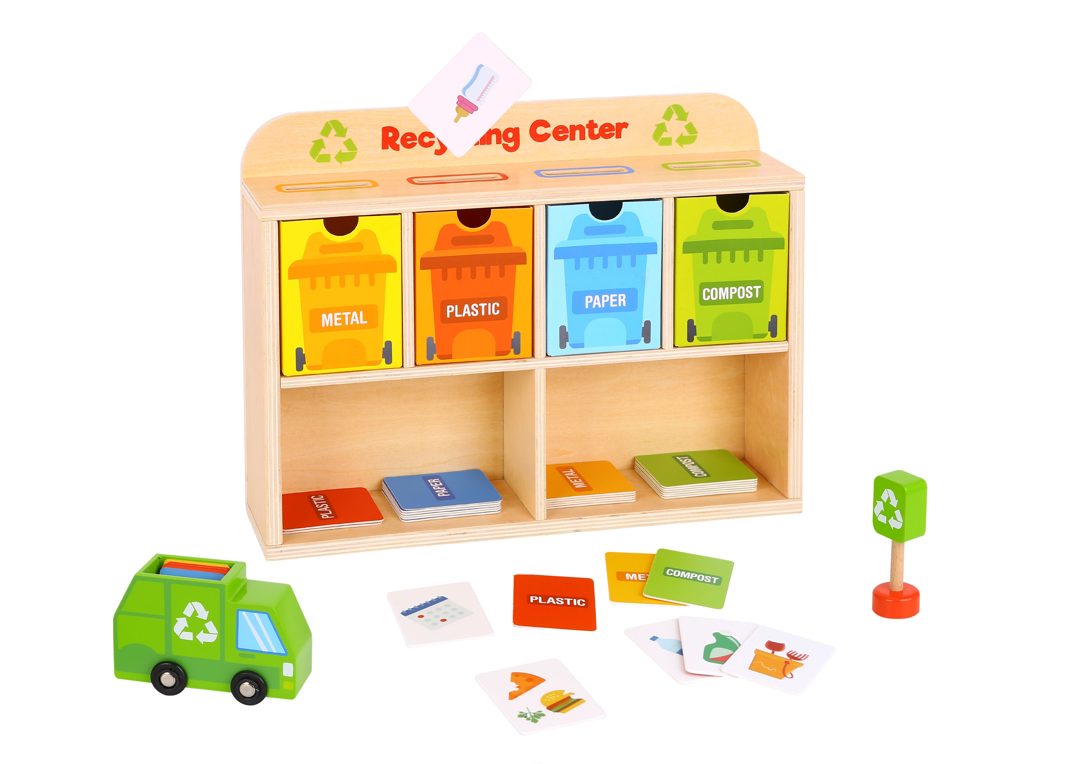 Drewniane centrum recyklingu edukacyjny sorter