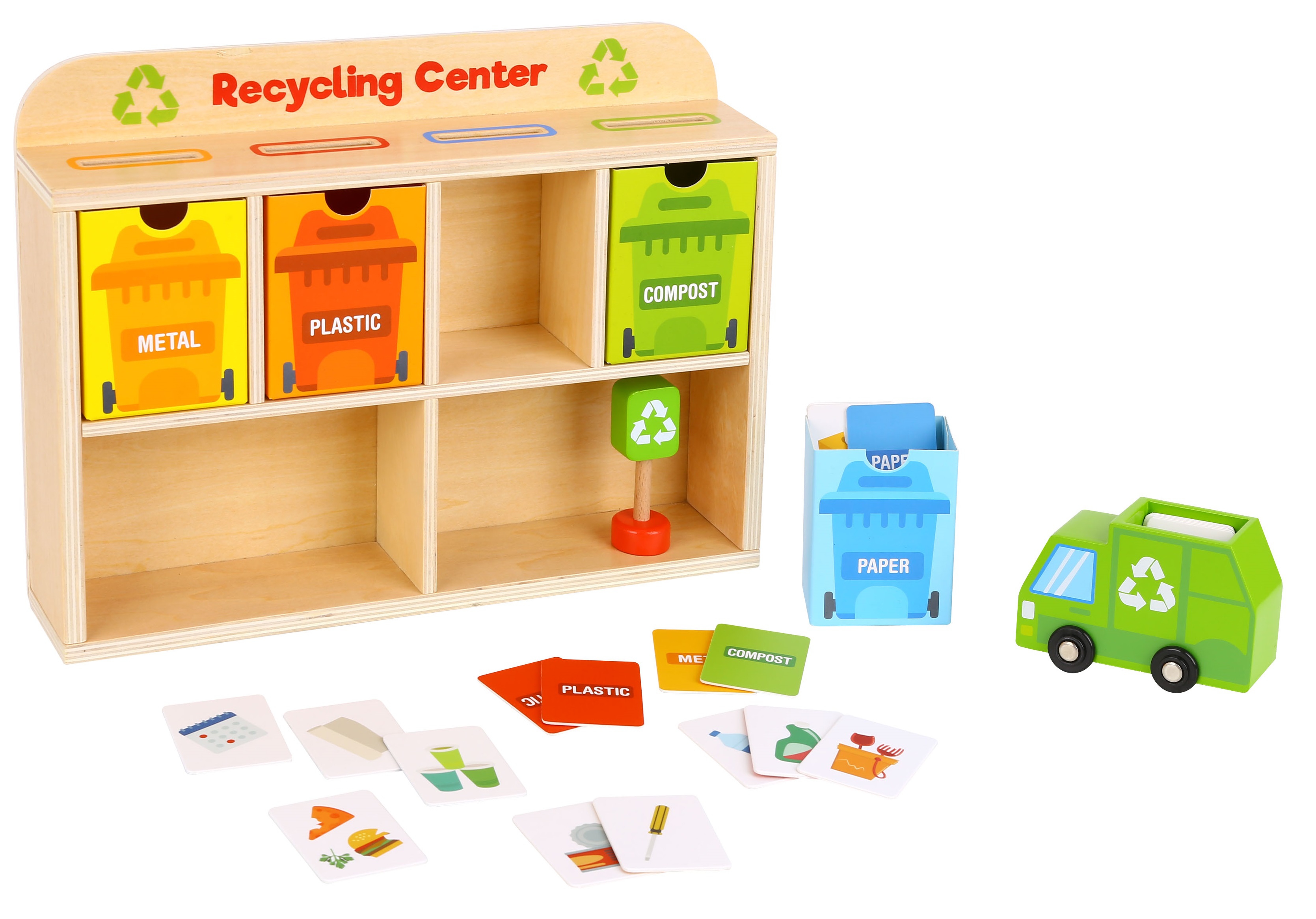 Drewniane centrum recyklingu edukacyjny sorter
