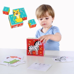 TOOKY TOY Układanka Bloki Kostki Sześciany Puzzle Zwierzęta + wzorniki