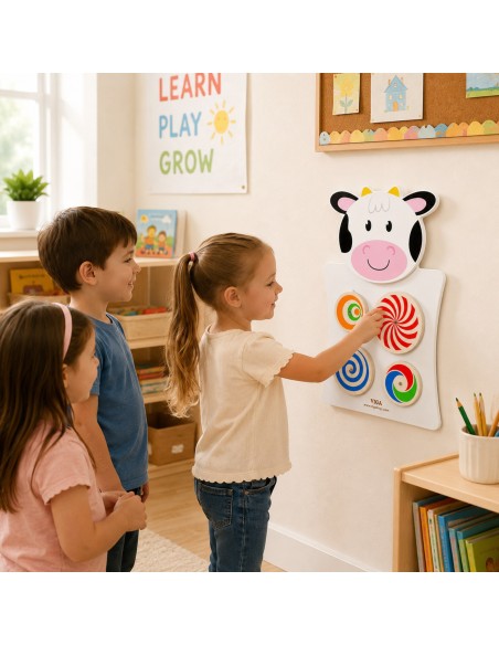 Drewniana Tablica Manipulacyjna Krówka Montessori FSC 60 cm