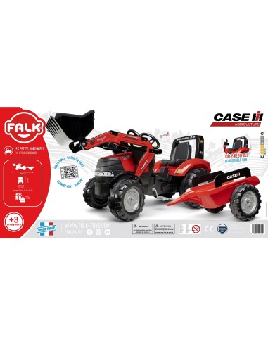 FALK Traktor Case na Pedały z Łyżką i Przyczepką Czerwony 3+