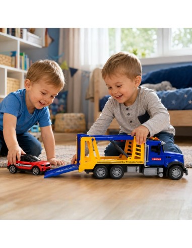 Lawetten-Lastwagen Transporter 1:14 WOOPIE – Spielzeugauto Licht, Ton