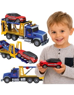 Priekabinis sunkvežimis Car Transporter 1:14 WOOPIE – automobilis, šviesa, garsas