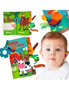 WOOPIE BABY minkšta knygelė su gyvūnėlių uodegėlėmis – audinys