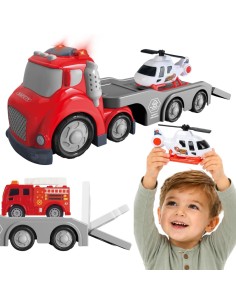 WOOPIE Raudona gaisrinė priekaba City Truck su efektais
