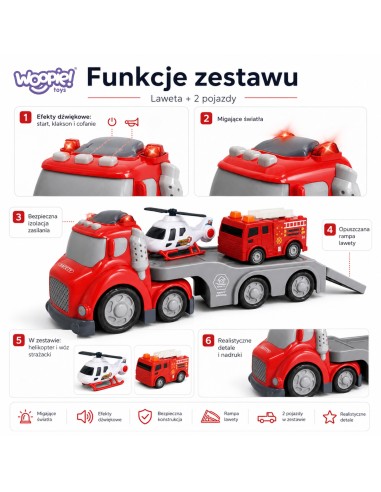 WOOPIE Red Fire Department City Truck with Effects