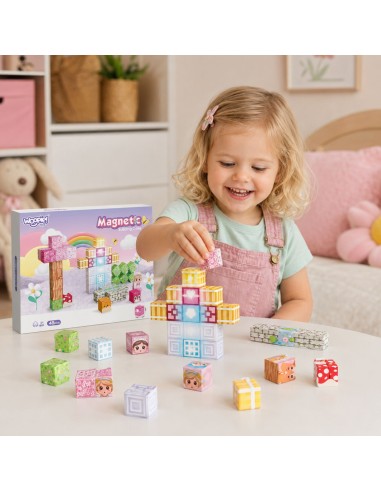 Woopie Magnetic Blocks 48 Pieces | Montessori 3D Puzzle