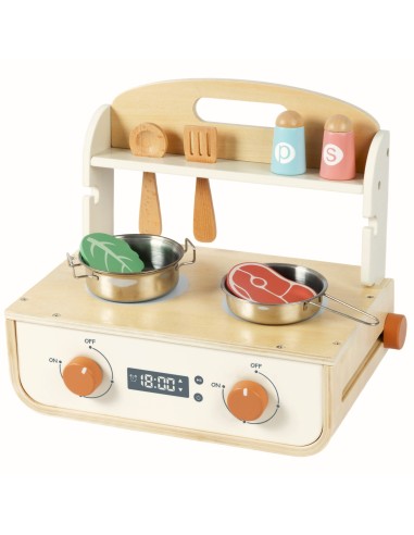 Medinė virtuvė su griliu Tooky Toy – edukacinis žaislas vaikams.