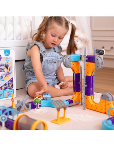 WOOPIE Magnetisches Konstruktionsset Eisenbahnschienen mit Anziehungseffekt 126-tlg.