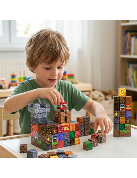 Magnetinės kaladėlės Cube 63 el. – kūrybingas žaidimas vaikams 3+ WOOPIE