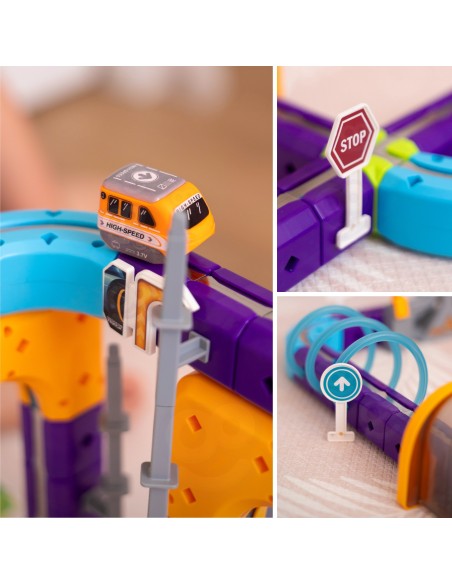 Magnetischer Eisenbahnbau von Woopie STEM Anziehungseffekt 54-tlg.
