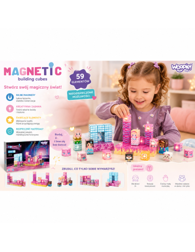 WOOPIE magnetinės konstravimo kaladėlės Scena 59 el. – STEM edukacinės kaladėlės