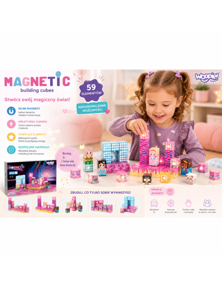 WOOPIE magnetinės konstravimo kaladėlės Scena 59 el. – STEM edukacinės kaladėlės