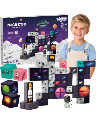 WOOPIE Magnetinės konstrukcinės kaladėlės Kosmos 74 el.