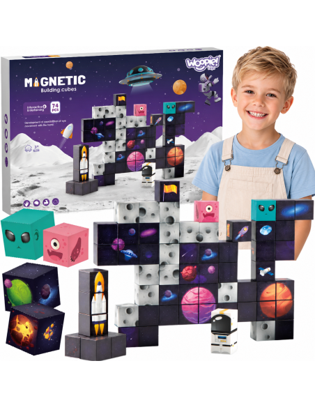 WOOPIE Magnetinės konstrukcinės kaladėlės Kosmos 74 el.