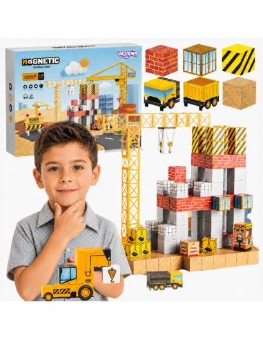 WOOPIE Magnetinės kaladėlės Statyba 165 el. – 3D konstrukcijų rinkinys
